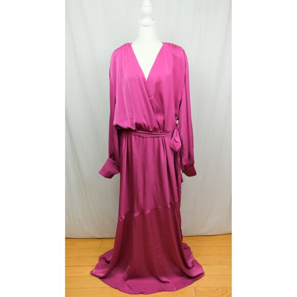 ELOQUII Satin Maxi Dress - 26, Magenta $150 - Picture 6 of 12